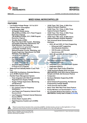 MSP430F5517IPNR datasheet - MIXED SIGNAL MICROCONTROLLER