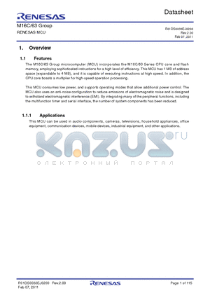 R5F363A6NFA_11 datasheet - This MCU consumes low power, and supports operating modes