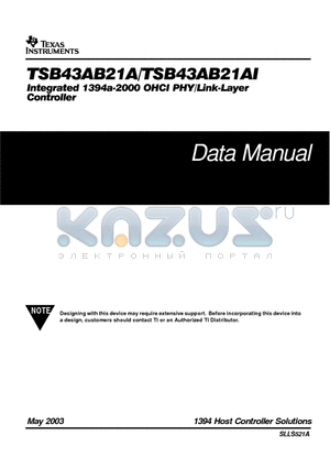 TSB43AB21APDTG4 datasheet - Integrated 1394a-2000 OHCI PHY/Link-Layer Controller