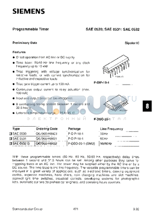 SAE0530 datasheet - PROGRAMMABLE TIMER