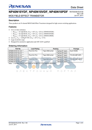 NP40N10PDF-E1-AY datasheet - MOS FIELD EFFECT TRANSISTOR