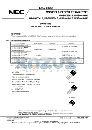 NP48N055NLE-S18-AY datasheet - MOS FIELD EFFECT TRANSISTOR SWITCHING N-CHANNEL POWER MOS FET