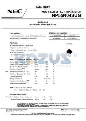 NP55N04SUG datasheet - MOS FIELD EFFECT TRANSISTOR