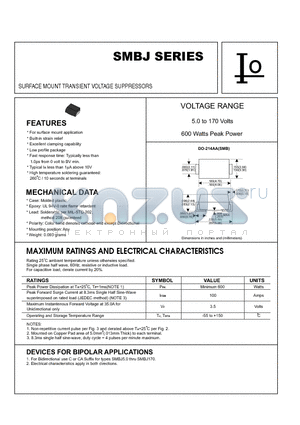 SMBJ datasheet - SURFACE MOUNT TRANSIENT VOLTAGE SUPPRESSORS