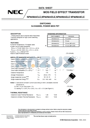 NP80N03ELE datasheet - SWITCHING N-CHANNEL POWER MOS FET