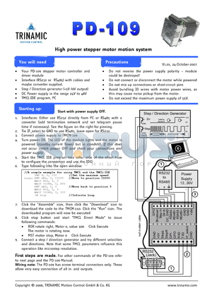 PD-109_06 datasheet - High power stepper motor motion system