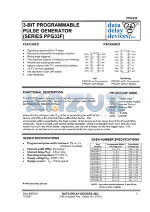 PPG33F datasheet - 3-BIT PROGRAMMABLE PULSE GENERATOR (SERIES PPG33F)