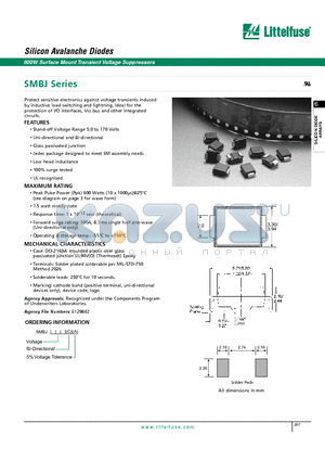SMBJ10 datasheet - Silicon Avalanche Diodes - 600W Surface Mount Transient Voltage Suppressors