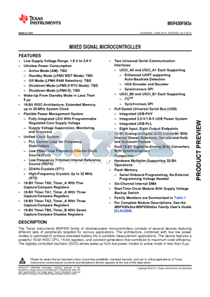 MSP430F5632IZQWT datasheet - MIXED SIGNAL MICROCONTROLLER