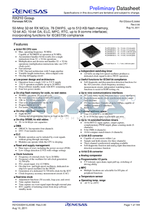R5F52105ADFK datasheet - Renesas MCUs