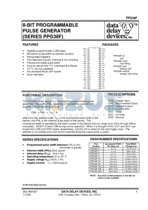 PPG38F-100 datasheet - 8-BIT PROGRAMMABLE PULSE GENERATOR (SERIES PPG38F)