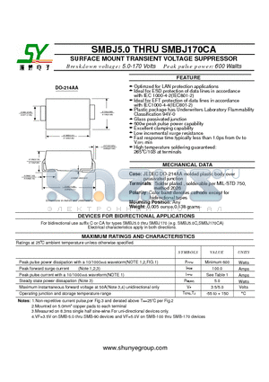 SMBJ100A datasheet - SURFACE MOUNT TRANSIENT VOLTAGE SUPPRESSOR