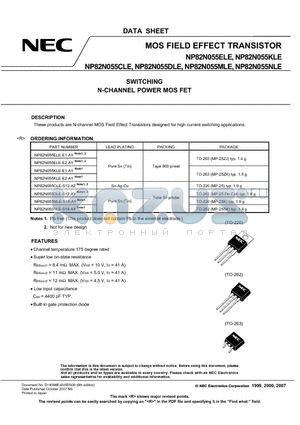 NP82N055DLE datasheet - MOS FIELD EFFECT TRANSISTOR SWITCHING N-CHANNEL POWER MOS FET