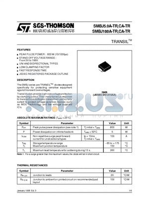 SMBJ100A-TR datasheet - TRANSILTM