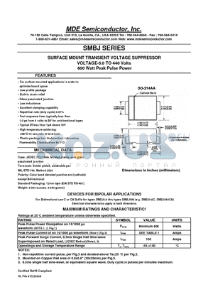 SMBJ100CA datasheet - SURFACE MOUNT TRANSIENT VOLTAGE SUPPRESSOR