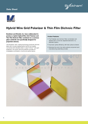 PPL05 datasheet - Hybrid Wire Grid Polarizer & Thin Film Dichroic Filter