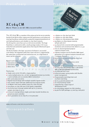 SAF-XC164CM-8F40F datasheet - 16-bit Microcontroller