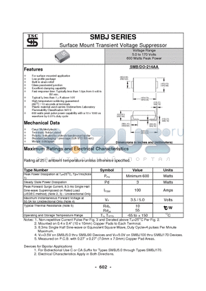 SMBJ10A datasheet - Surface Mount Transient Voltage Suppressor