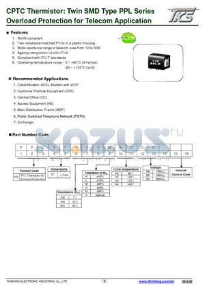 PPL07250KA0B5-Y datasheet - Overload Protection for Telecom Application