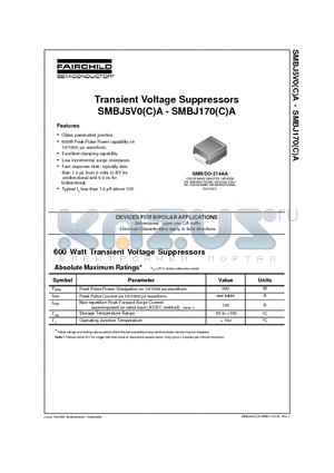 SMBJ10CA datasheet - Transient Voltage Suppressors SMBJ5V0(C)A - SMBJ170(C)A