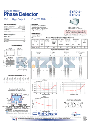 SYPD-2 datasheet - Surface Mount Phase Detector