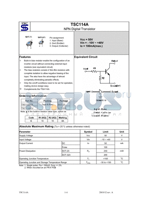 TSC114A datasheet - NPN Digital Transistor
