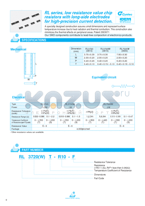 RL7520WS-R10-G datasheet - low resistance value chip resistors with long-side electrodes for high-precision current detection.