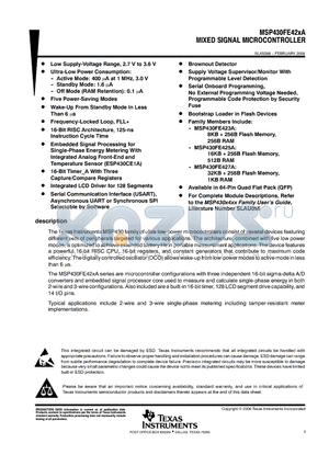 MSP430FE42XA_10 datasheet - MIXED SIGNAL MICROCONTROLLER