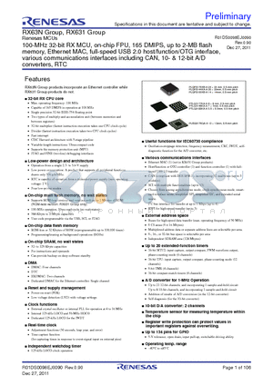 R5F5631ECDLC datasheet - Renesas MCUs