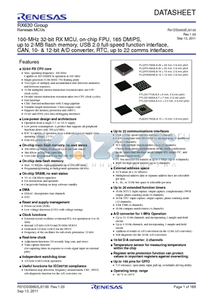 R5F5630ECDLC datasheet - Renesas MCUs