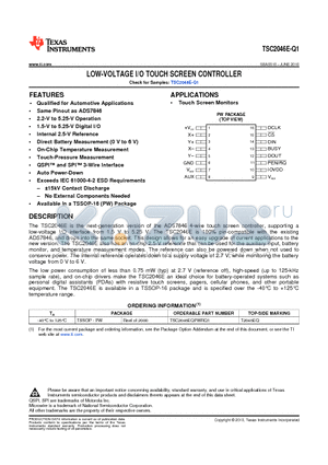 TSC2046E-Q1 datasheet - LOW-VOLTAGE I/O TOUCH SCREEN CONTROLLER