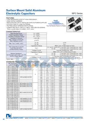 NPC101M2D6ZTRF datasheet - Surface Mount Solid Aluminum Electrolytic Capacitors