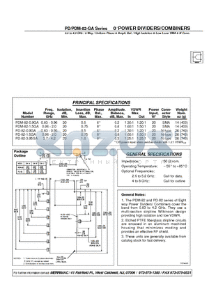 PD-82-3.95GA datasheet - 0 POWER DIVIDERS/COMBINERS