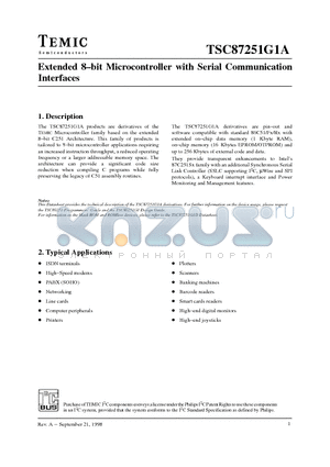 TSC251G1DXXX-16CED datasheet - Extended 8-bit Microcontroller with Serial Communication