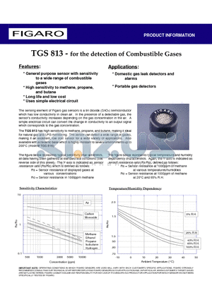 TGS813 datasheet - TGS 813 - for the detection of Combustible Gases