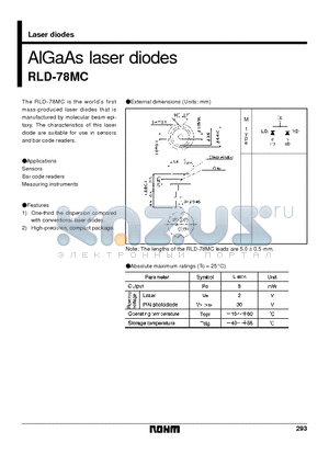 RLD-78MC datasheet - AlGaAs laser diodes