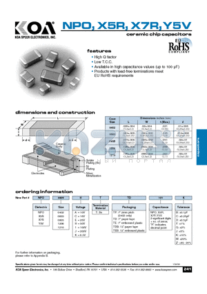 NPO0402ETTD101D datasheet - ceramic chip capacitors