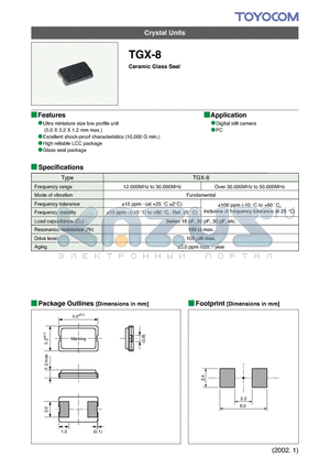 TGX-8 datasheet - Ceramic Glass Seal