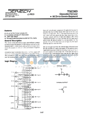 TSC383 datasheet - Decoder/Driver