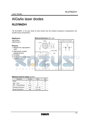 RLD78NZH1 datasheet - AlGaAs laser diodes