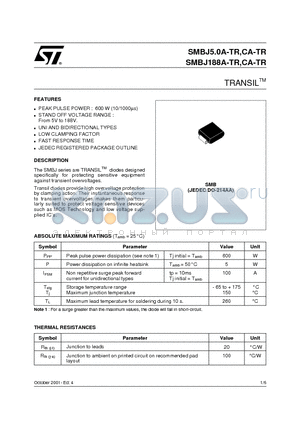 SMBJ13A-TR datasheet - TRANSILTM