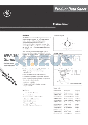 NPP-301A-100AT datasheet - NPP-301 Series Surface Mount Pressure Sensor