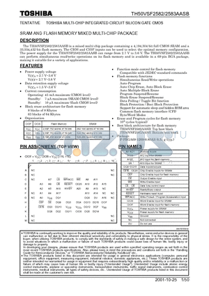 TH50VSF2582 datasheet - SRAM AND FLASH MEMORY MIXED MULTI-CHIP PACKAGE