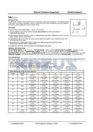 SAJ datasheet - Tantalum Capacitors