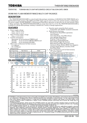 TH50VSF3582AASB datasheet - TOSHIBA MULTI-CHIP INTEGRATED CIRCUIT SILICON GATE CMOS