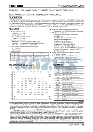 TH50VSF3680 datasheet - SRAM AND FLASH MEMORY MIXED MULTI-CHIP PACKAGE