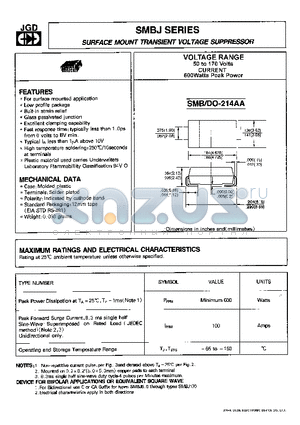 SMBJ150 datasheet - SURFACE MOUNT TRANSIENT VOLTAGE SUPPRESSOR