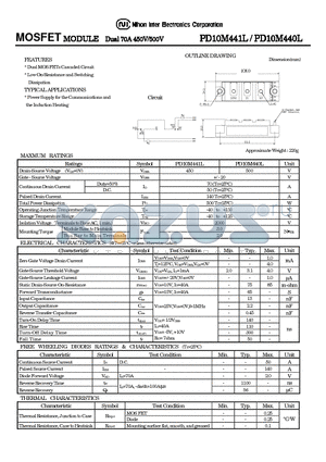 PD10M441L datasheet - MOSFET MODULE Dual 70A 450V/500V