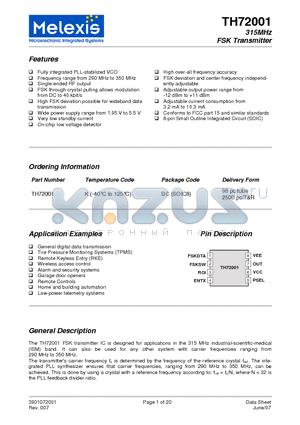 TH72001KDC datasheet - 315MHz FSK Transmitter