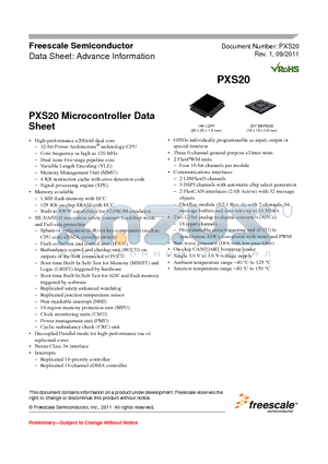 PPXS2010VMM120R datasheet - PXS20 Microcontroller